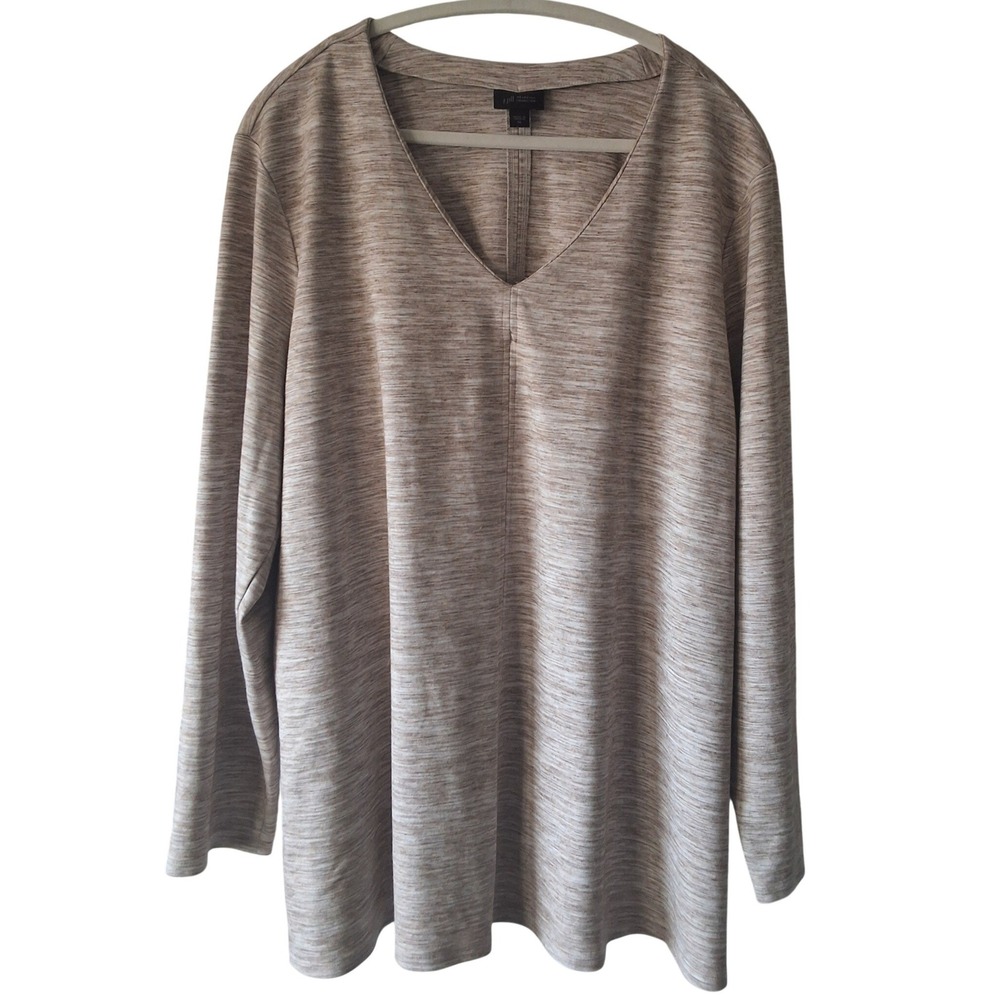 J.‎ Jill Wearever XL Long Tunic Tan Space Dye V-Neck Long Sleeve Coastal Mature